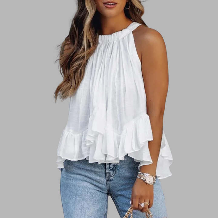 DELACROIX | Karianne Textured Ruffle Blouse
