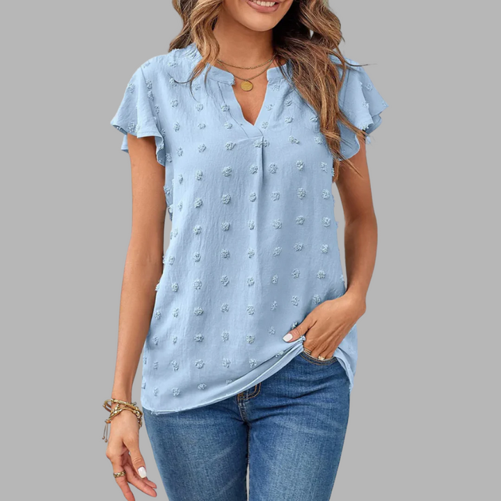 DELACROIX | Chic Patchwork Blouse with Ruffles Kari