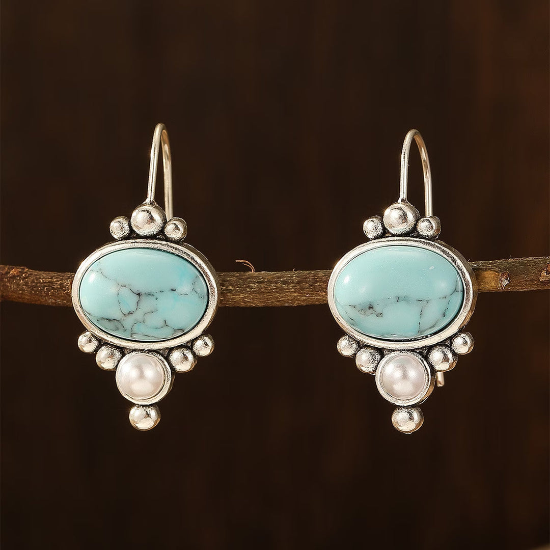 Elegant Turquoise Inlaid Dangle Earrings
