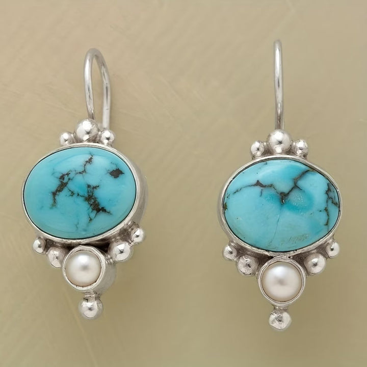 Elegant Turquoise Inlaid Dangle Earrings