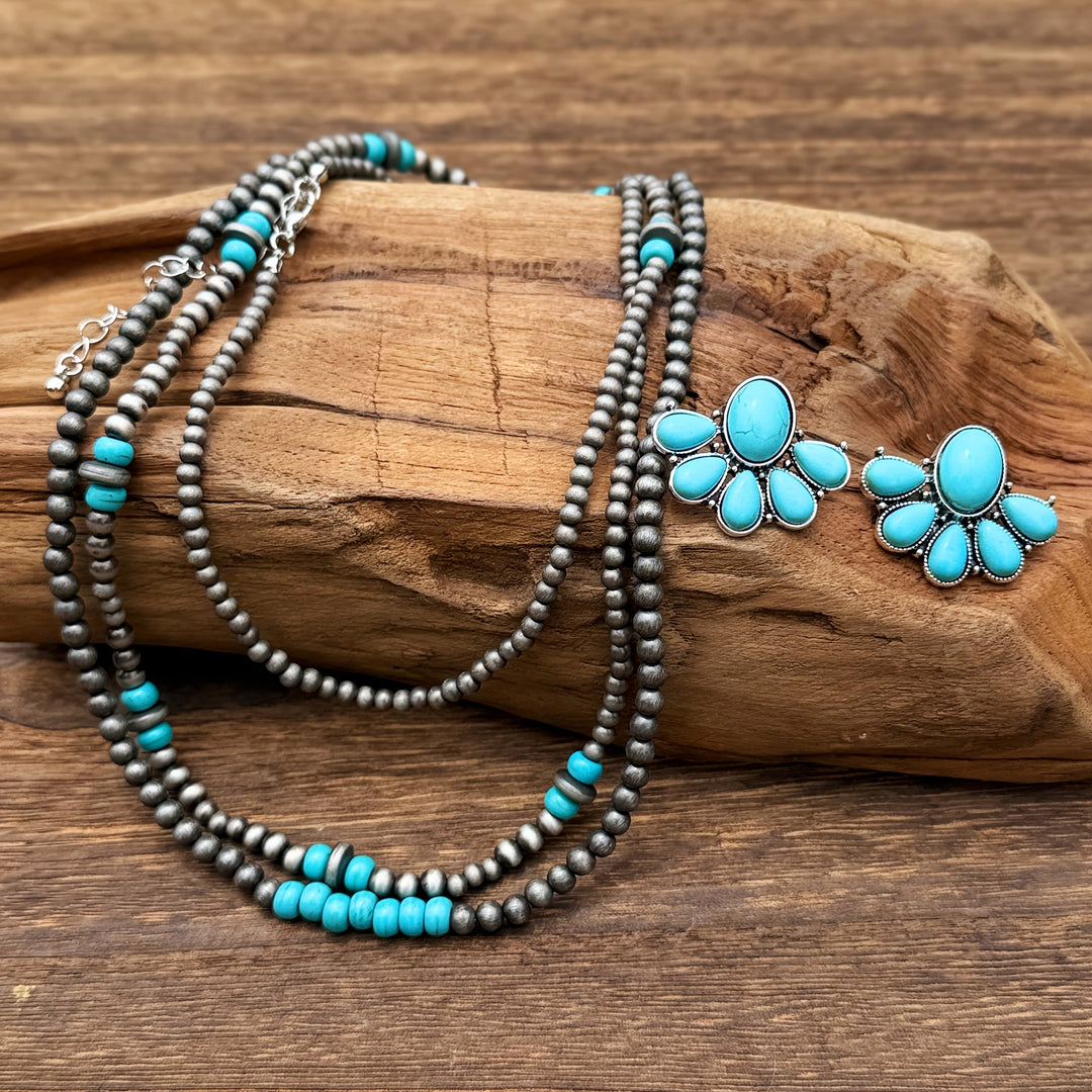 Elegant Turquoise Necklace & Earrings Set
