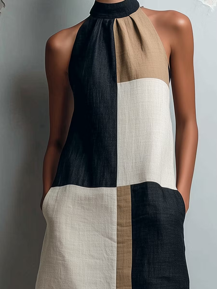 Sabrina | Colourblock Halter Mini Dress