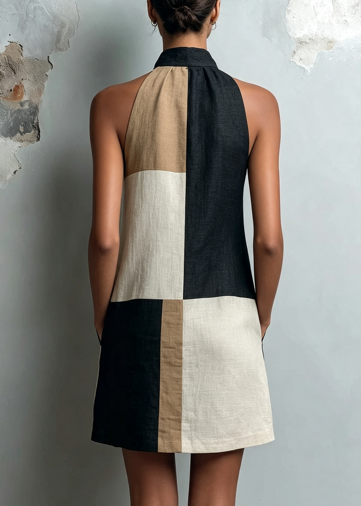 Sabrina | Colourblock Halter Mini Dress