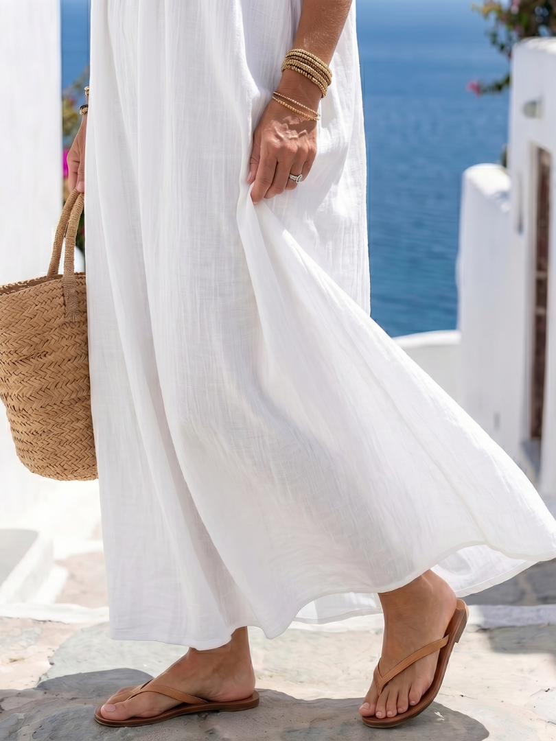 DELACROIX | Keira Natural Fluid Maxi Dress