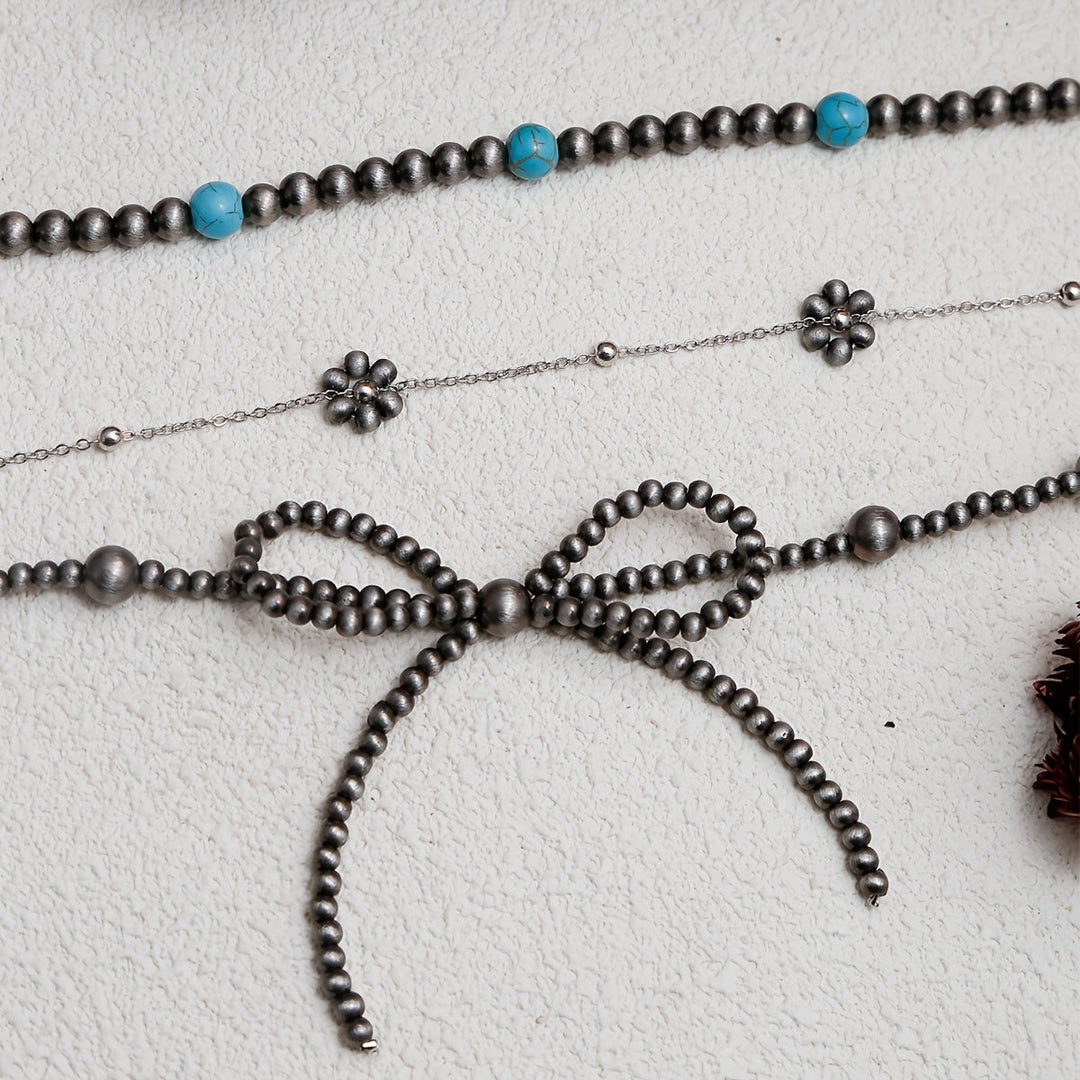 Turquoise Bow Necklace Set (3 pcs)