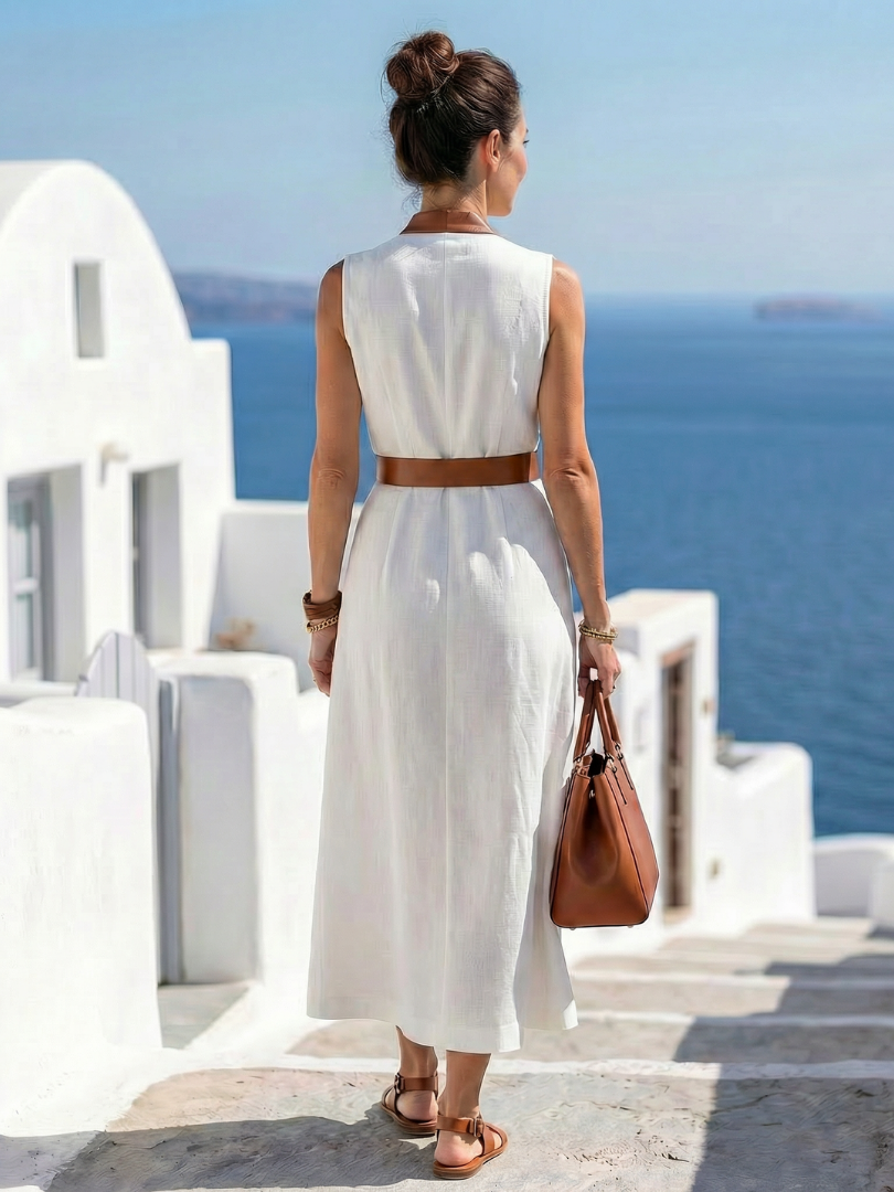 DELACROIX | Myra Contrast Stripe Midi Dress