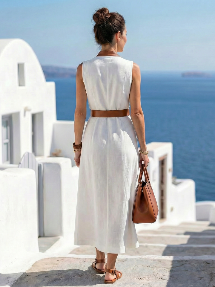 DELACROIX | Myra Contrast Stripe Midi Dress
