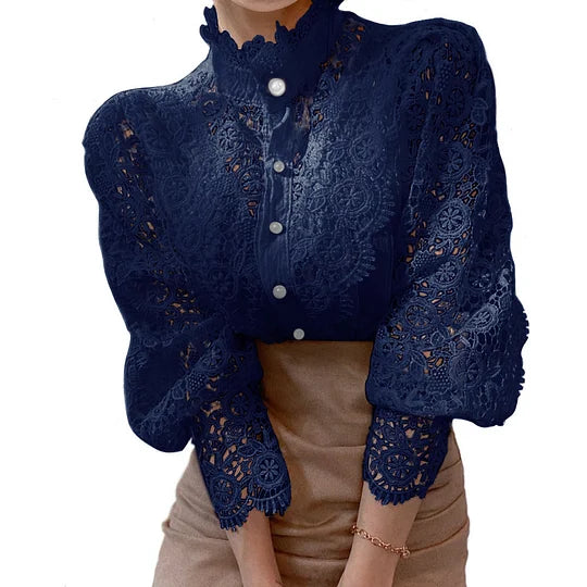 DELACROIX | Long Sleeve Blouse with Lace and Tove Details