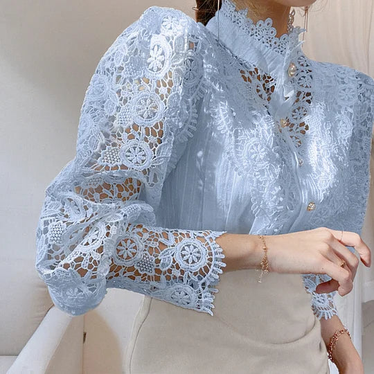 DELACROIX | Long Sleeve Blouse with Lace and Tove Details