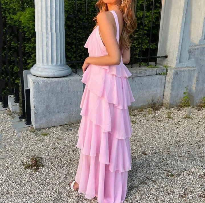 Halterneck Ruffle Maxi Dress