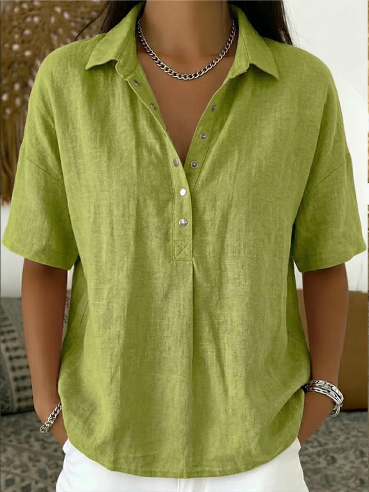 DELACROIX | Blouse with Collar and Button Details Willow
