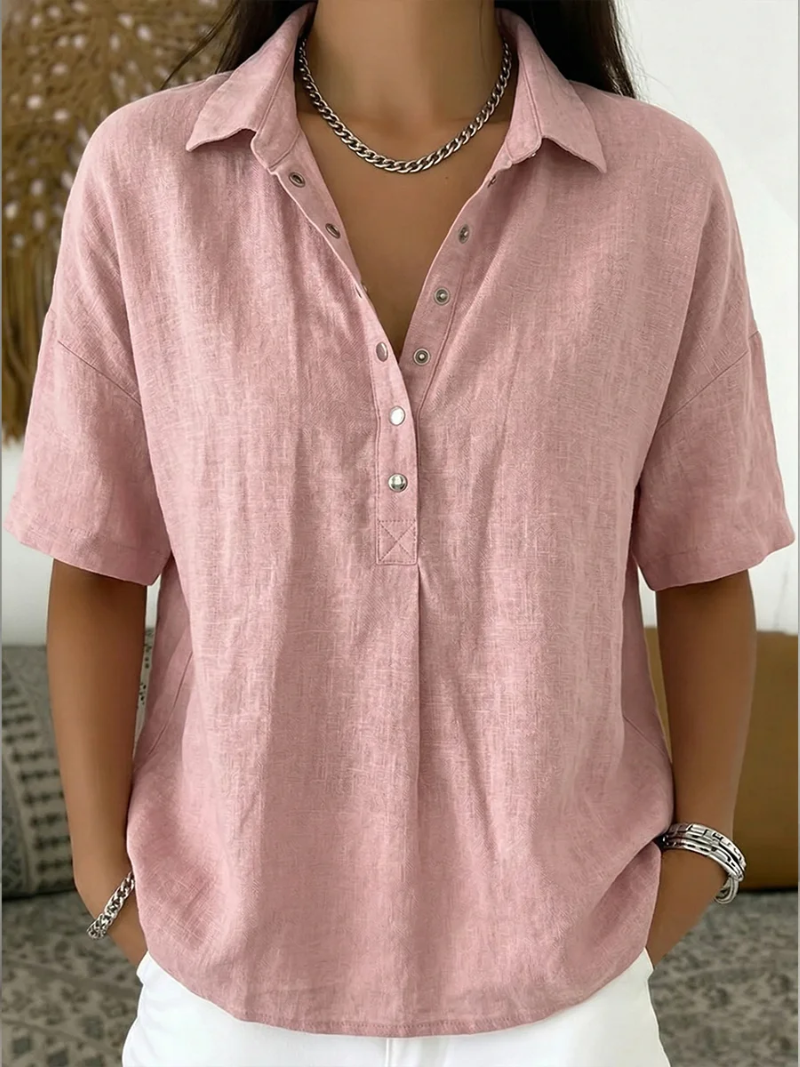 DELACROIX | Blouse with Collar and Button Details Willow