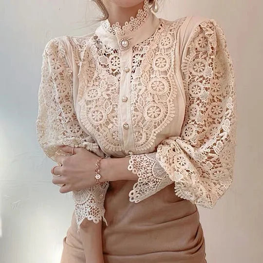 DELACROIX | Long Sleeve Blouse with Lace and Tove Details