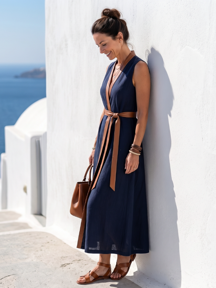 DELACROIX | Myra Contrast Stripe Midi Dress