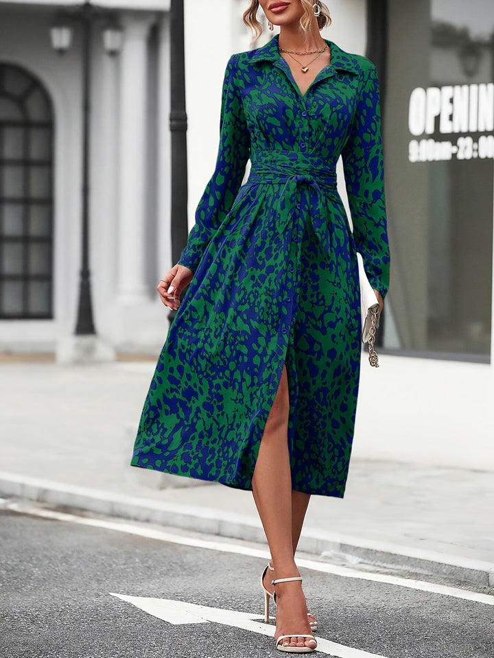 Geometric Print Shirt Dress