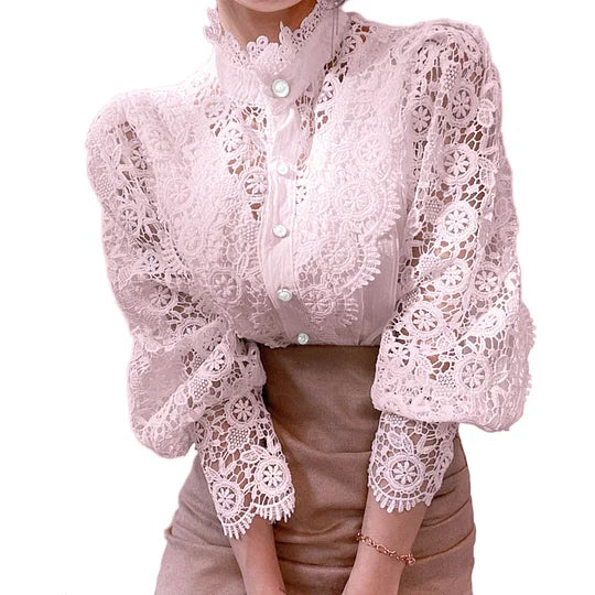 DELACROIX | Long Sleeve Blouse with Lace and Tove Details