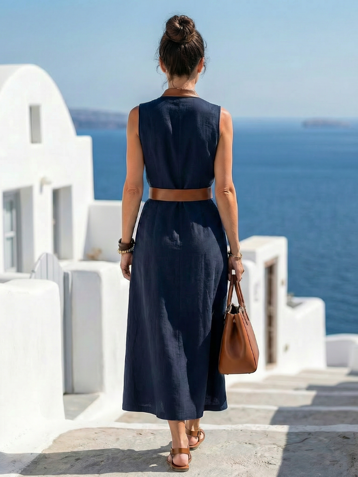 DELACROIX | Myra Contrast Stripe Midi Dress