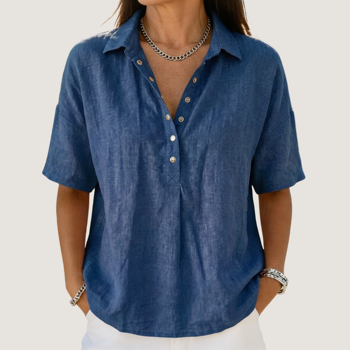 DELACROIX | Blouse with Collar and Button Details Willow