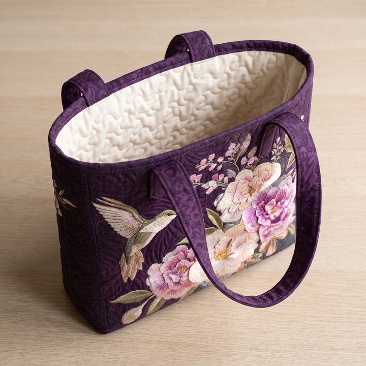 Artisanal Quilted Bag - Hummingbirds and Orchids
