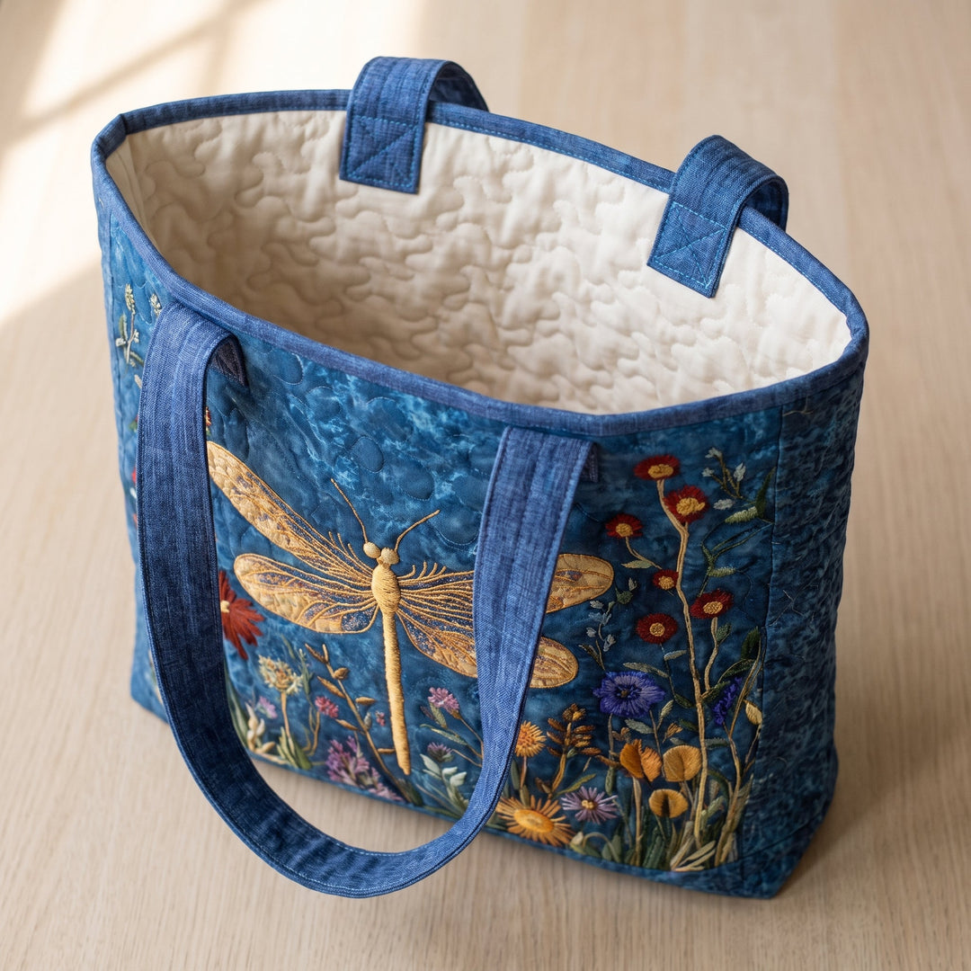 Quilted Bag - Golden Dragonfly