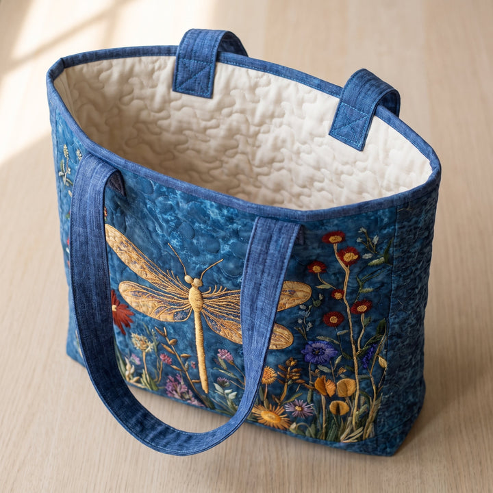 Quilted Bag - Golden Dragonfly