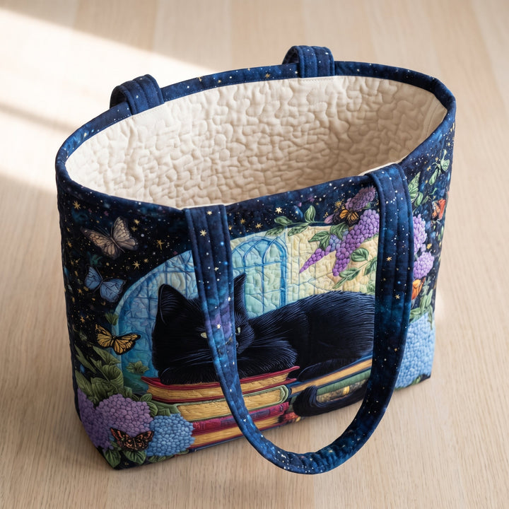 Artisanal Bag - Black Cat on Books