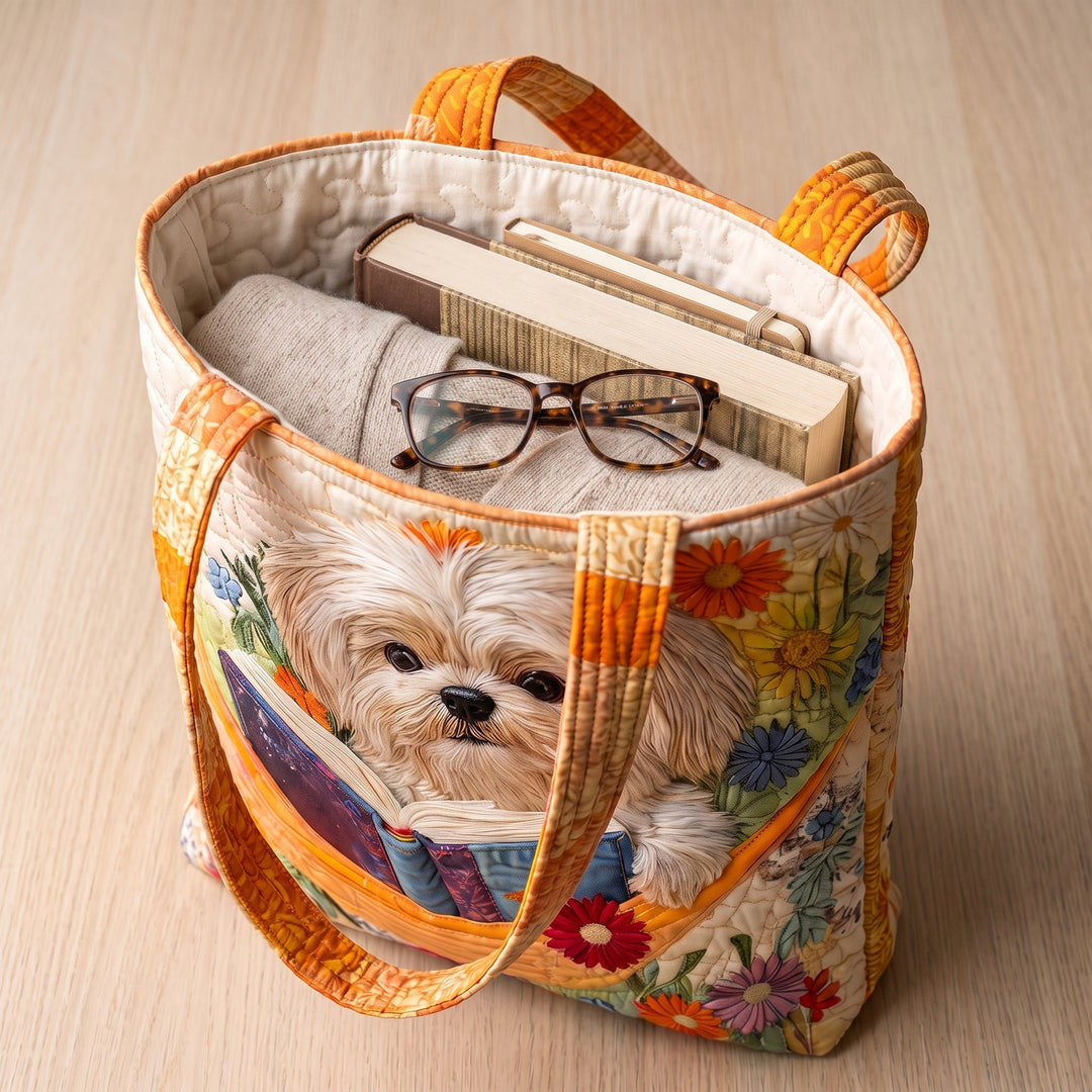 Artisanal Bag - Shih Tzu with Books and Flowers