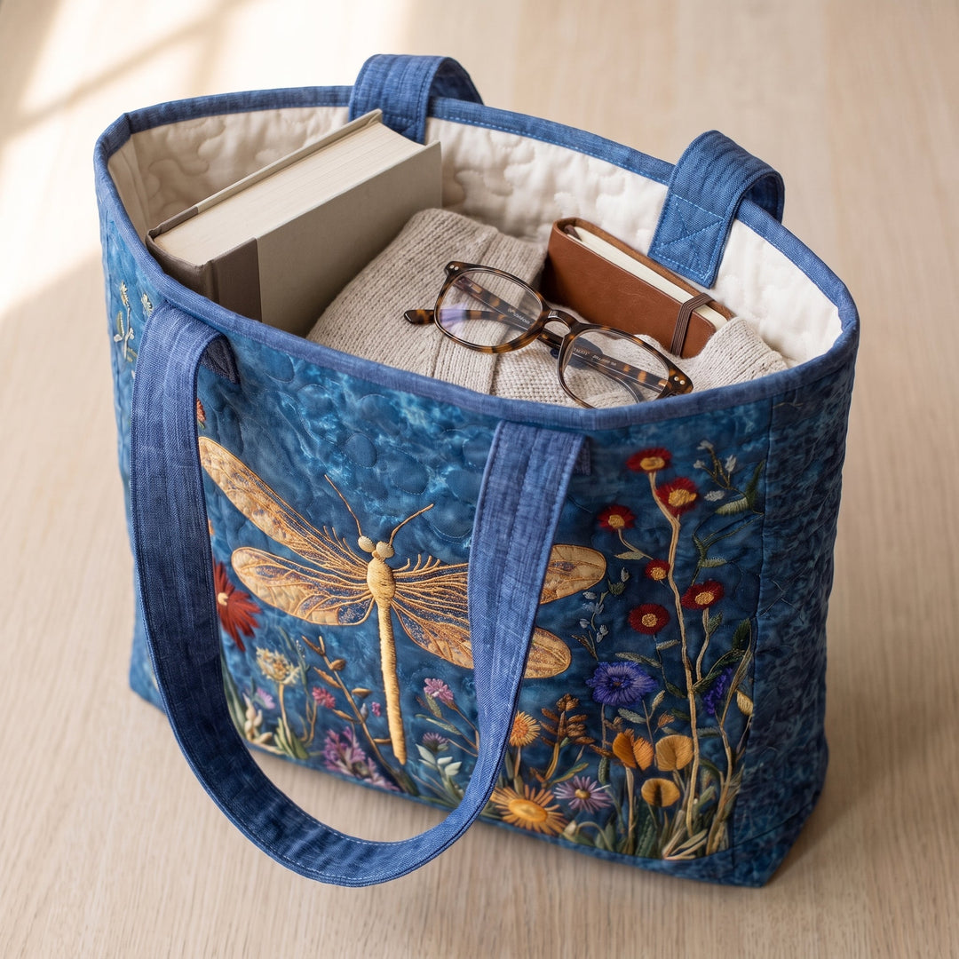 Quilted Bag - Golden Dragonfly