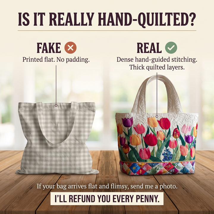 Quilted Tote Bag - Tulip Garden