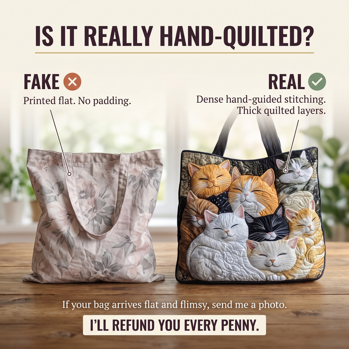 Artisanal Quilted Bag - Sleeping Kittens