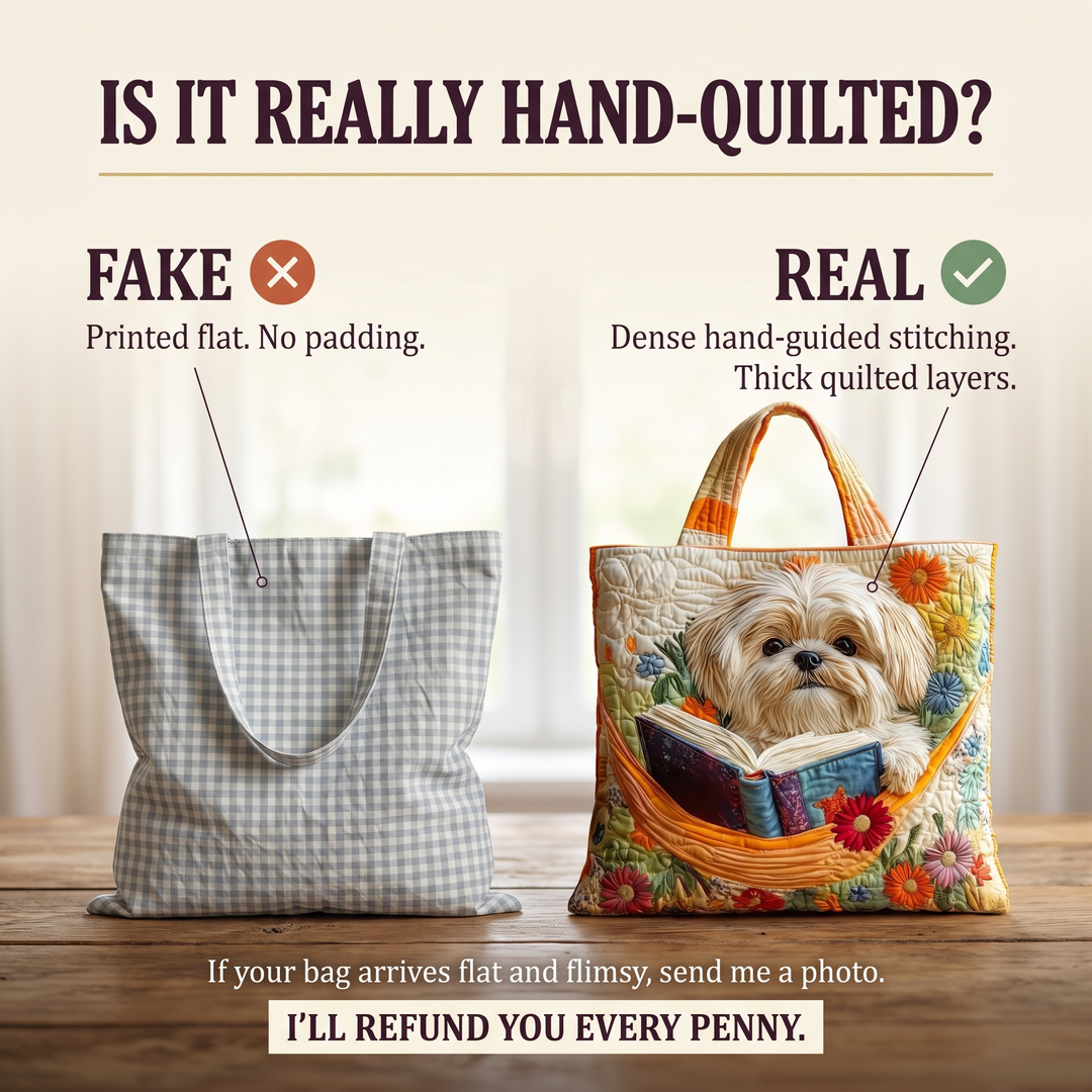 Artisanal Bag - Shih Tzu with Books and Flowers