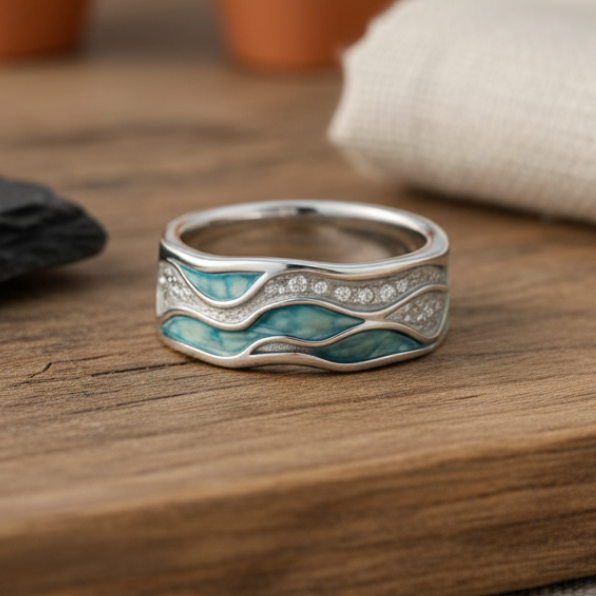 Ocean Wave Turquoise Ring