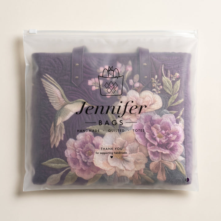 Artisanal Quilted Bag - Hummingbirds and Orchids