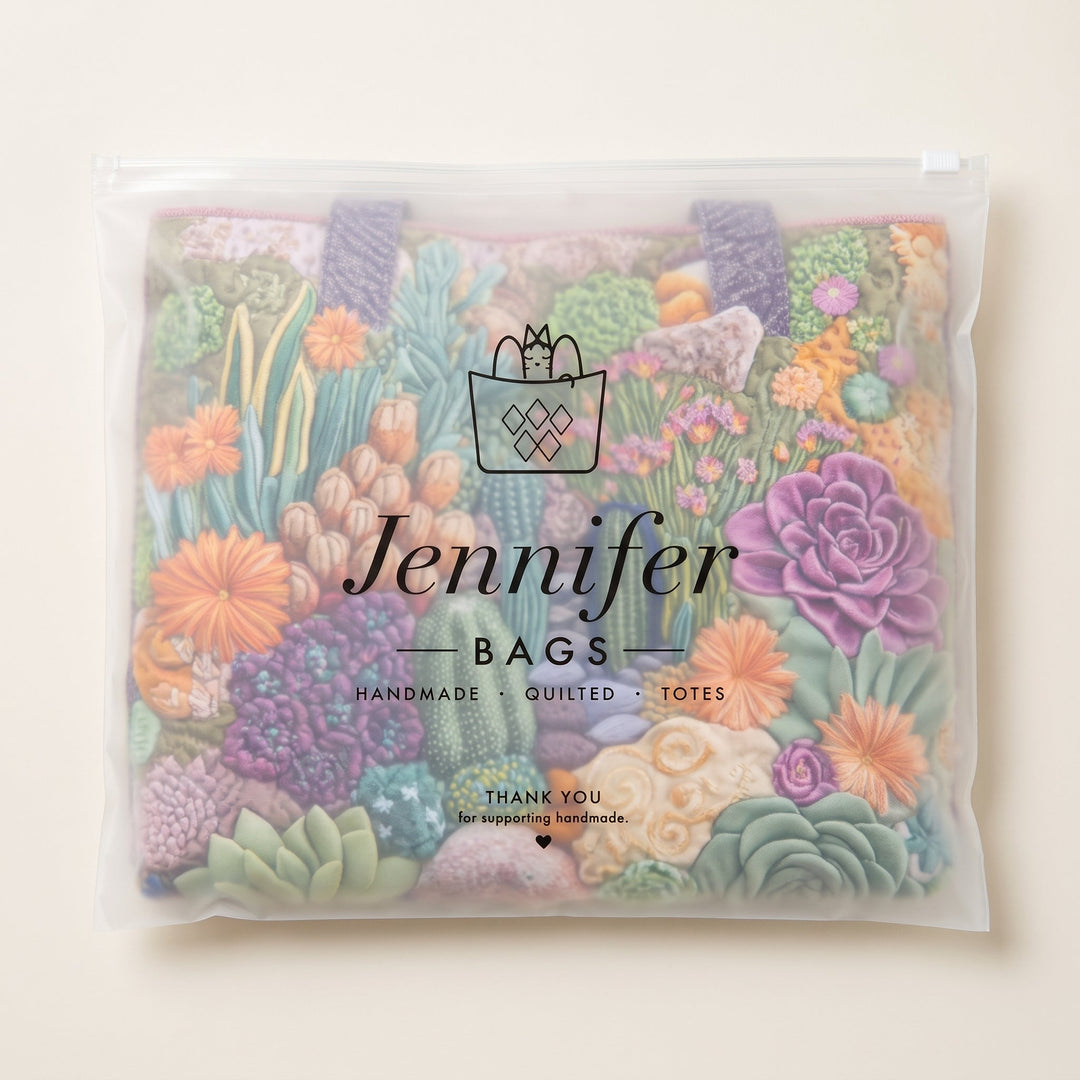 Artisanal Tote Bag - Succulent Garden
