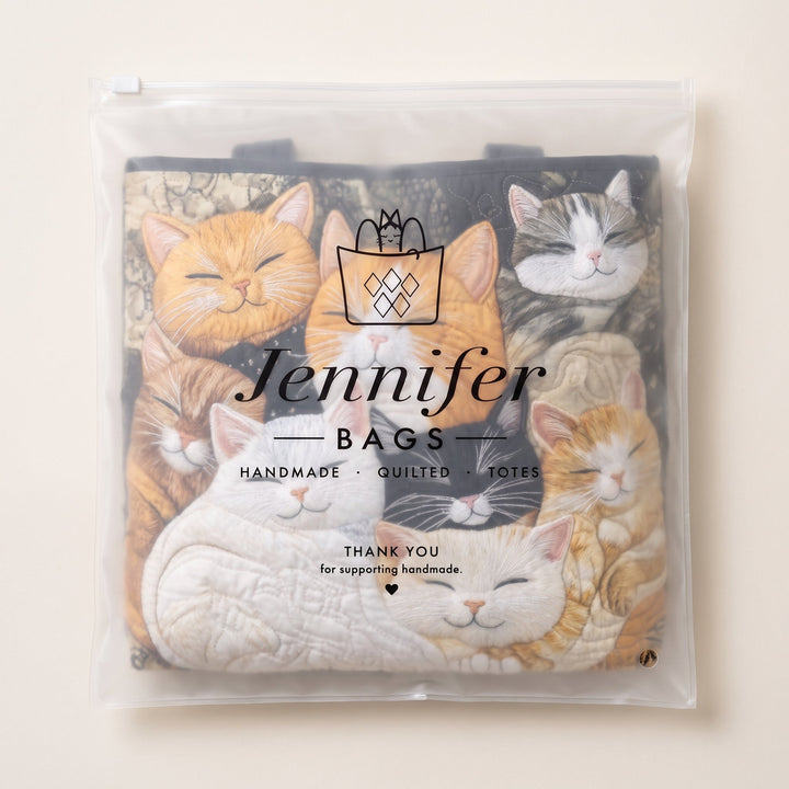 Artisanal Quilted Bag - Sleeping Kittens