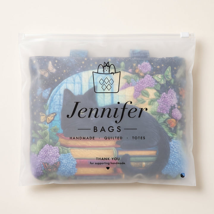 Artisanal Bag - Black Cat on Books