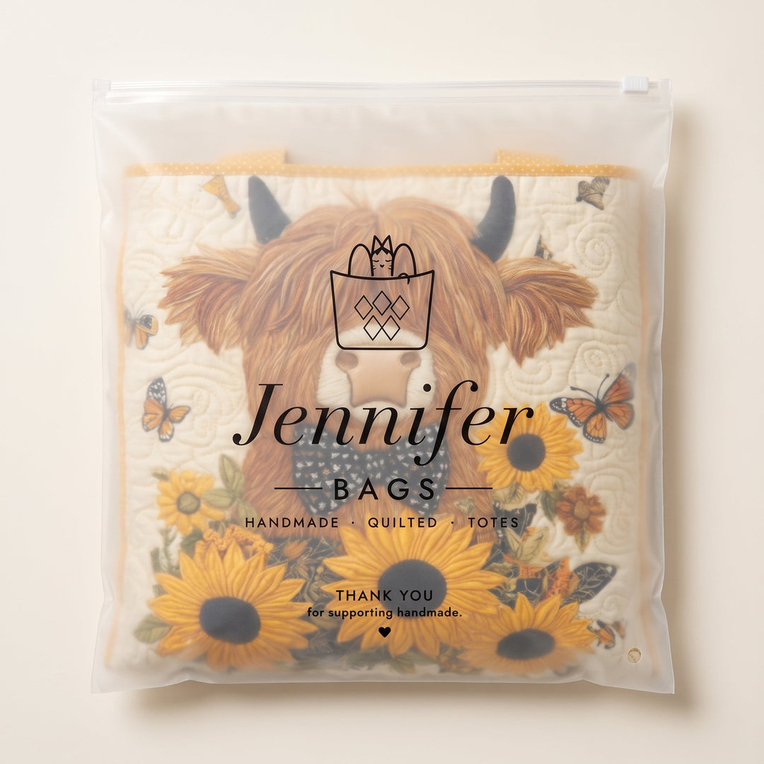 Quilted Bag - Highland Cow with Sunflowers