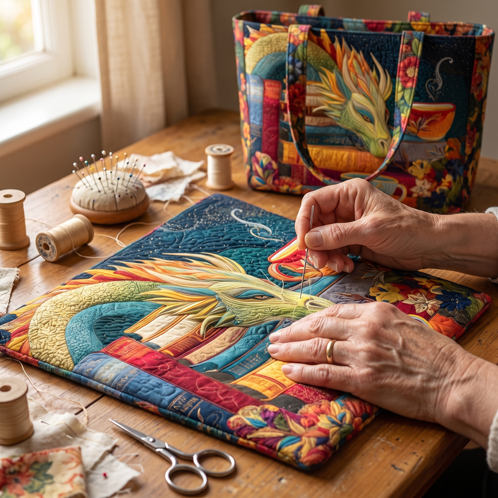 Artisan Bag - Dragon Reader with Books and Mugs