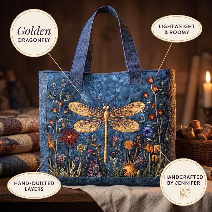 Quilted Bag - Golden Dragonfly