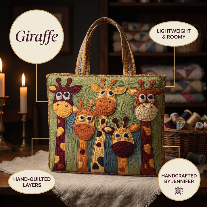 Quilted Tote Bag - Giraffe