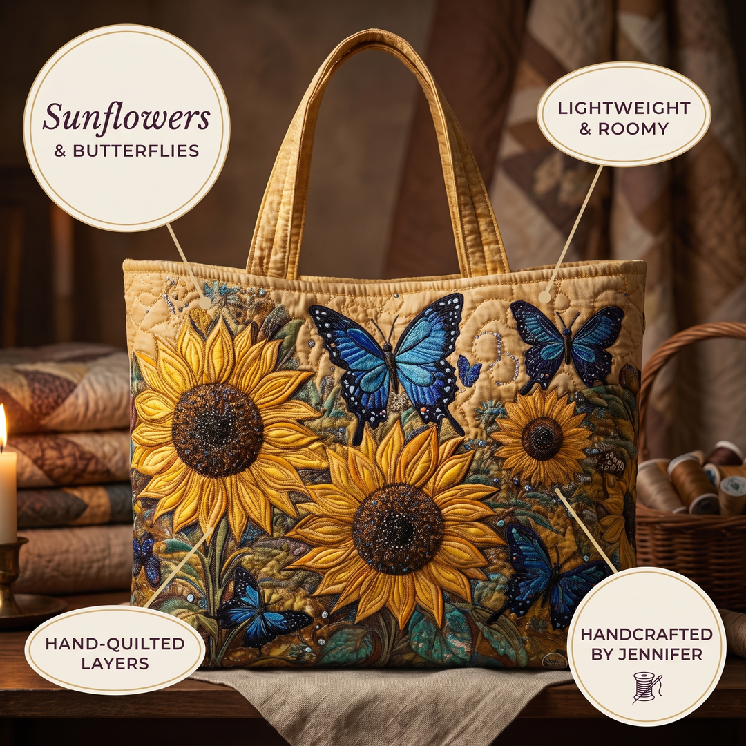 Artisan Bag - Sunflowers and Blue Butterflies