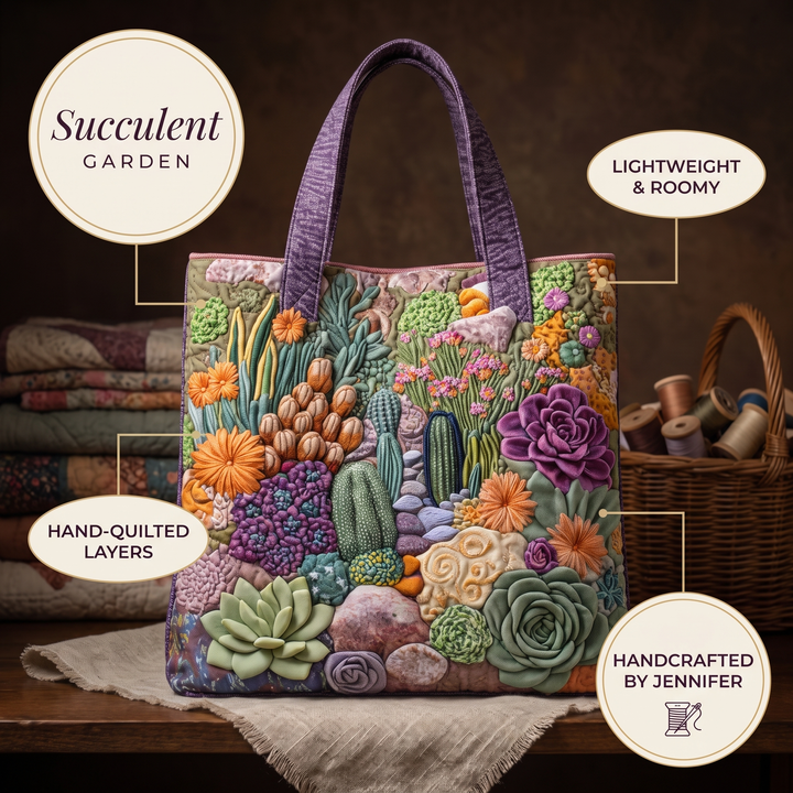 Artisanal Tote Bag - Succulent Garden