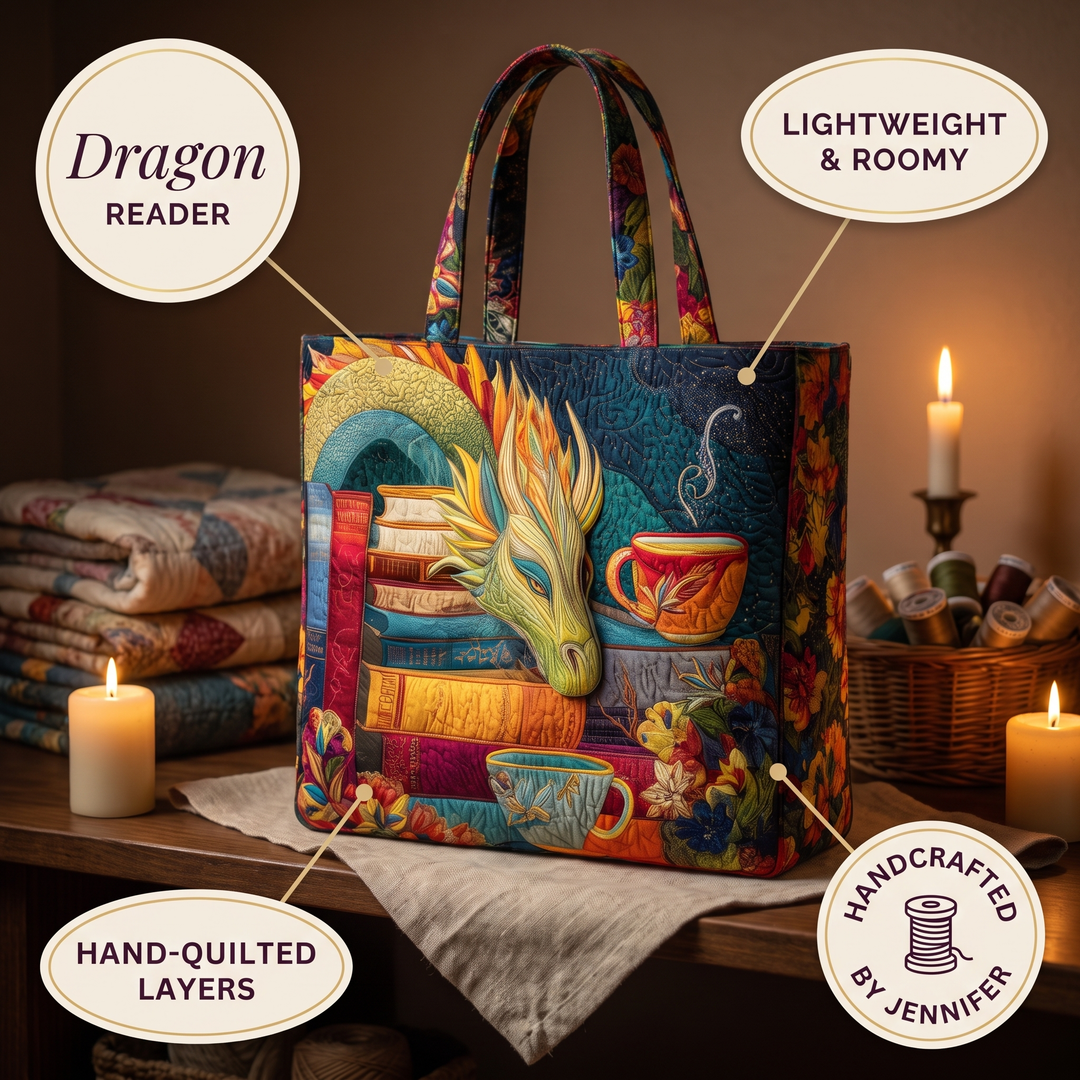 Artisan Bag - Dragon Reader with Books and Mugs