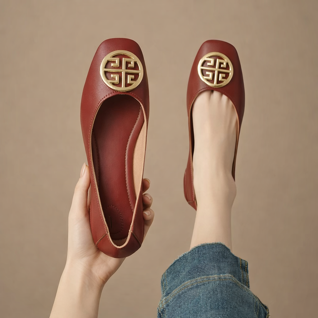 Orchard Leather Flats Green