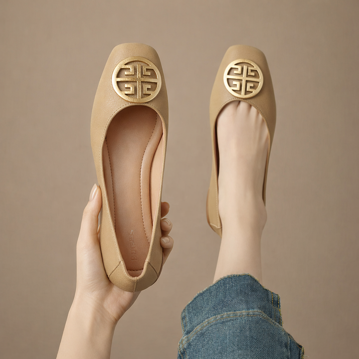 Orchard Leather Flats Black