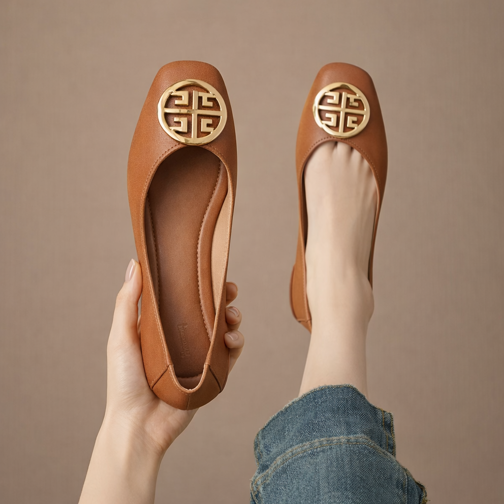 Orchard Leather Flats Red