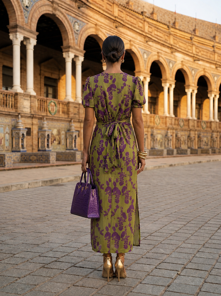 Floral Maxi Dress with Fluid Fall