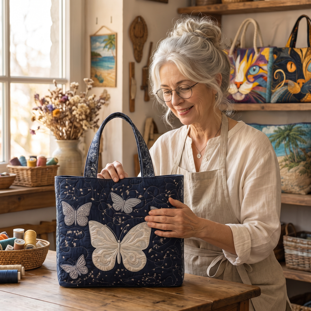 Artisanal Bag - Silver Butterfly