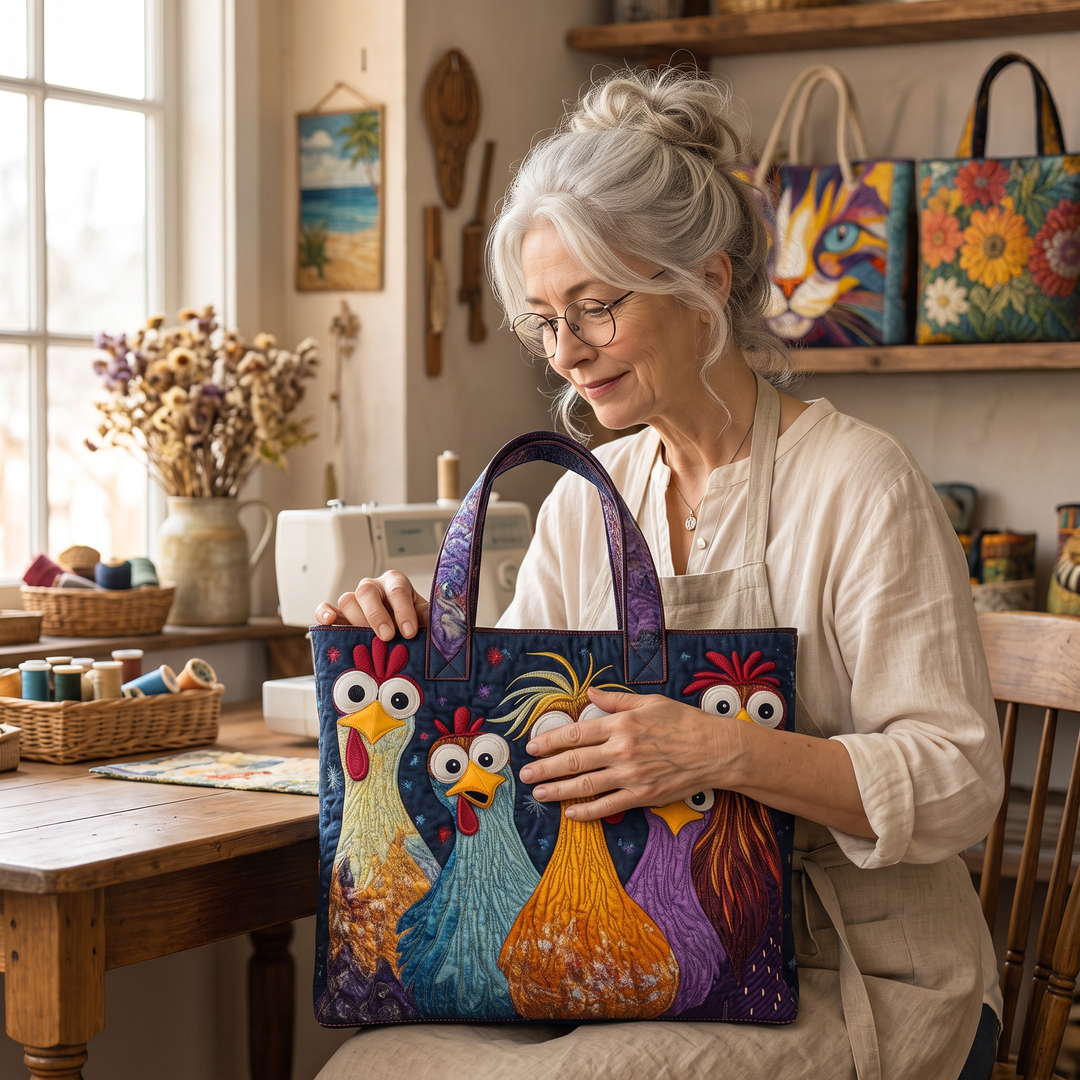 Artisan Bag - Five Colourful Chickens