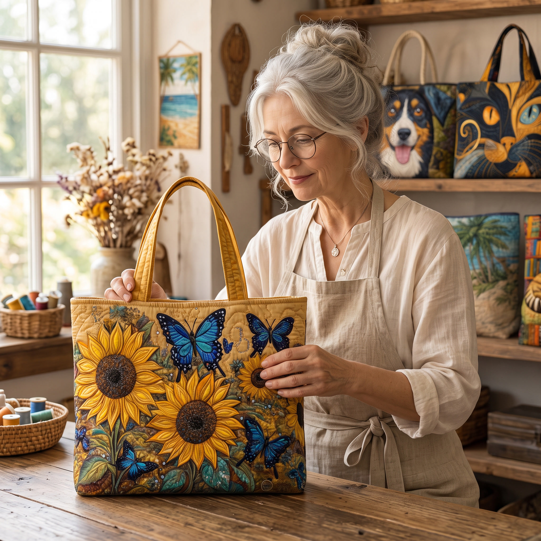 Artisan Bag - Sunflowers and Blue Butterflies